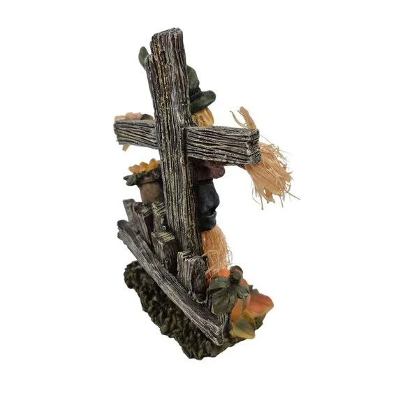 MSI Scarecrow Fall Figurine Pumpkin Sunflower Resin Straw Accents Vintage - Picture 5 of 10